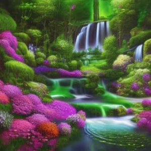 AI giardino con cascata NightCafe