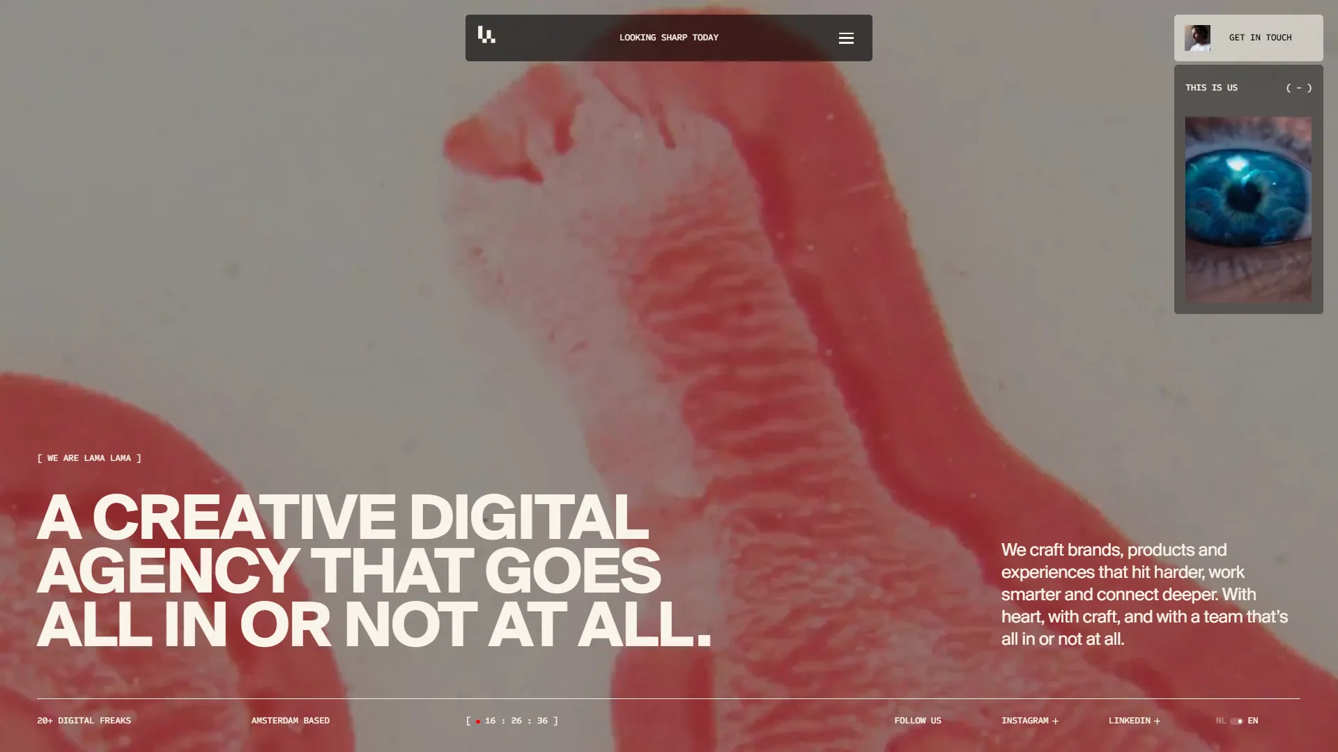 Il sito dell'agenzia Lama Lama, tra i siti bellissimi premiati da Awwwards a luglio 2026