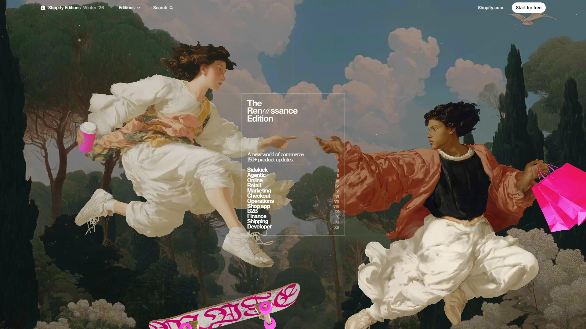 Shopify The Renaissance Edition, tra i siti web più belli del 2026 su Awwwards